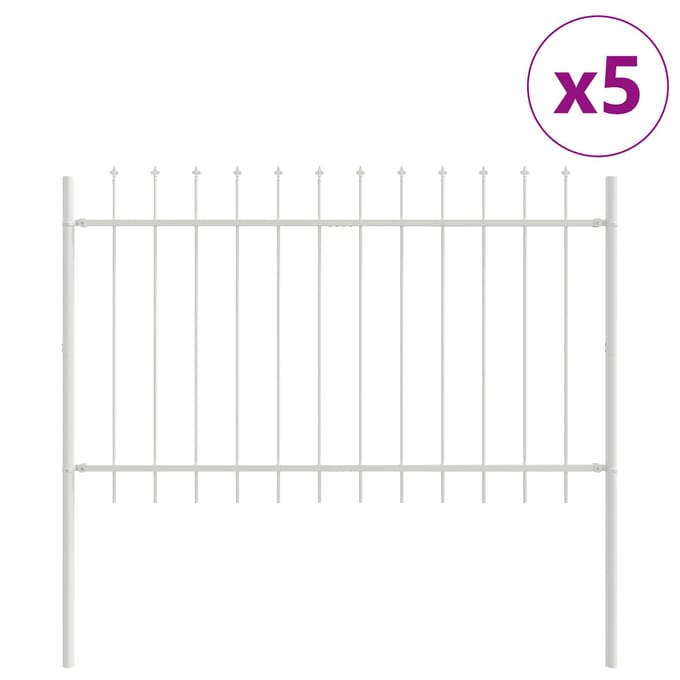 vidaXL - Tuinhek - WOERDEN - 5 - st - 8,5 - x - 0,8 - m - Poedergecoat - staal - Wit