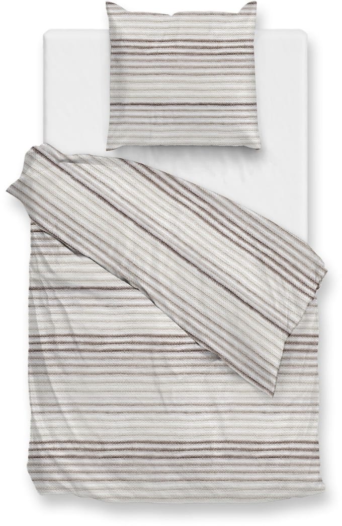 Zohome Dekbedovertrek Pia - Bedlinnen met Weving print - 140x200-220 cm - Natural - Dekbedhoes van 100% Katoen-Flanel