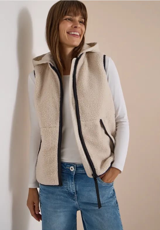 Teddy gilet met afneembare capuchon