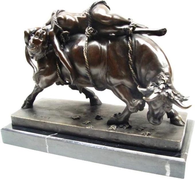 Beeld brons - Europa en de Stier - decoratief Sculptuur - 31 cm hoog