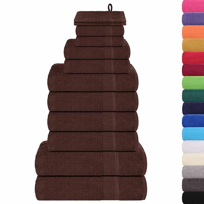 vidaXL - 12-delige - Handdoekenset - FROGN - 360 - g/m² - bruin