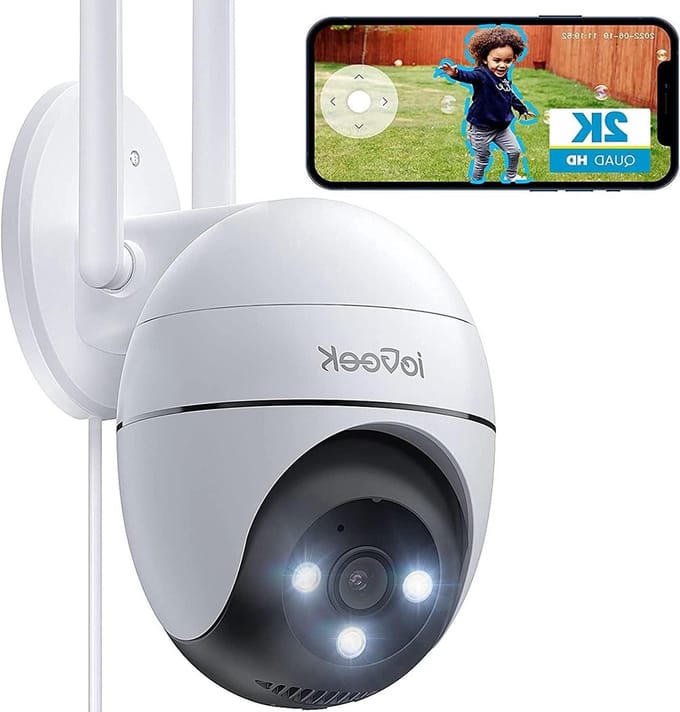 Bewakingscamera Buiten - Wifi Camera - Huis Beveiligen - Kleuren Nachtzicht - 2K QHD - Wit