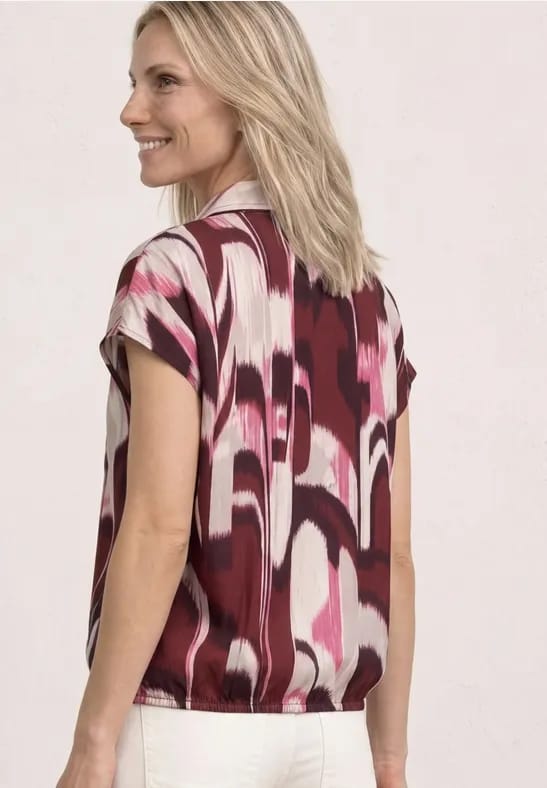 Blouseshirt met overhemdkraag en elastische zoom