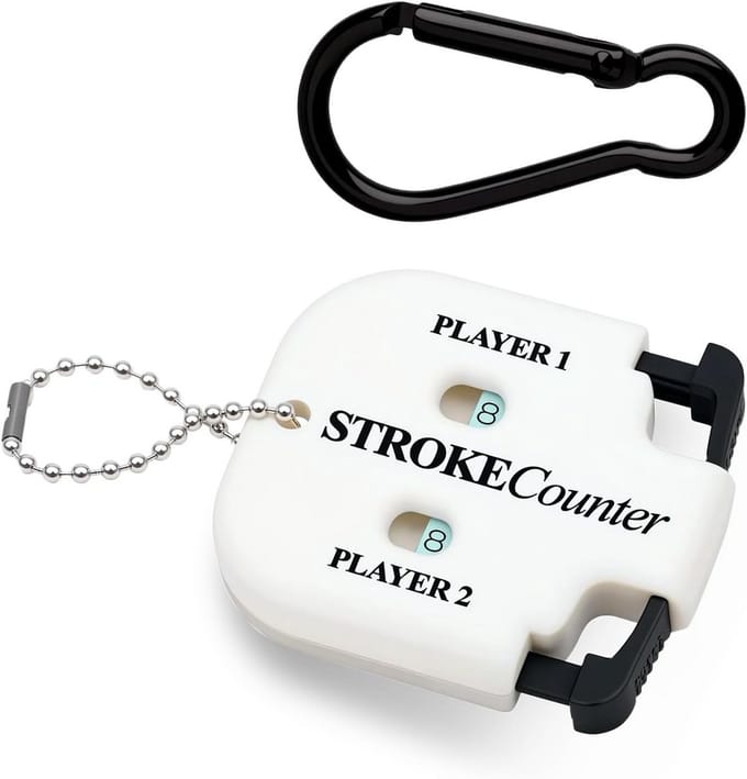 Golf Teller voor 2 Spelers | Handmatige Puntenteller met Sleutelhanger | Golf Score Keeper Wit
