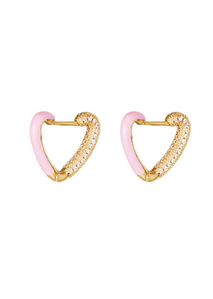 Love Me Oorbellen - Goudkleurig - Roze