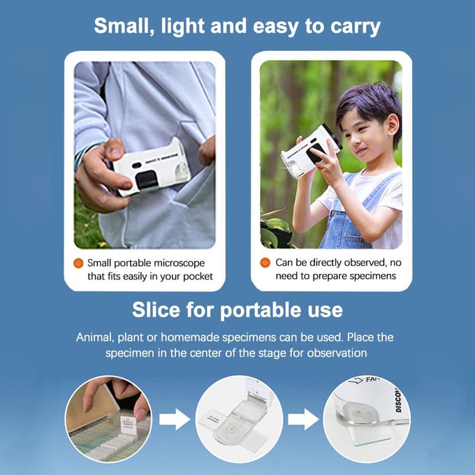 Handheld Digitale Microscoop Draagbare USB-microscoop 12M Resolutie 1080P FHD Ondersteuning 64GB TF-kaart wit