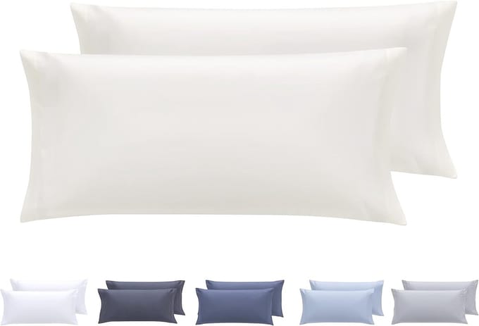 Famanu - Set van 2 kussenslopen, microvezel, extra zacht, hypoallergeen, set van 2-75 x 40 cm, beige