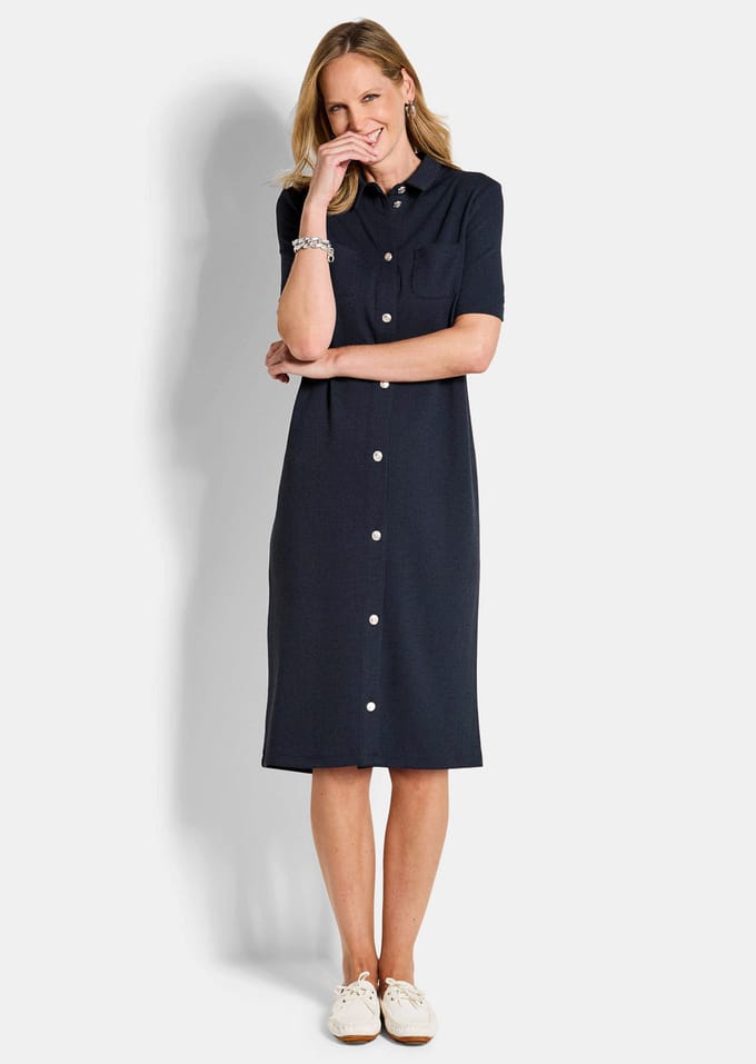 Maritieme jurk van interlock-jersey - marine - Gr. 25 van Goldner Fashion