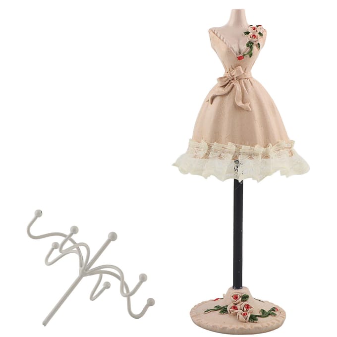 Sieradenstandaard Display Oorbellen Ketting Opbergruimte Polyresin Poppenhouder met Draaibaar