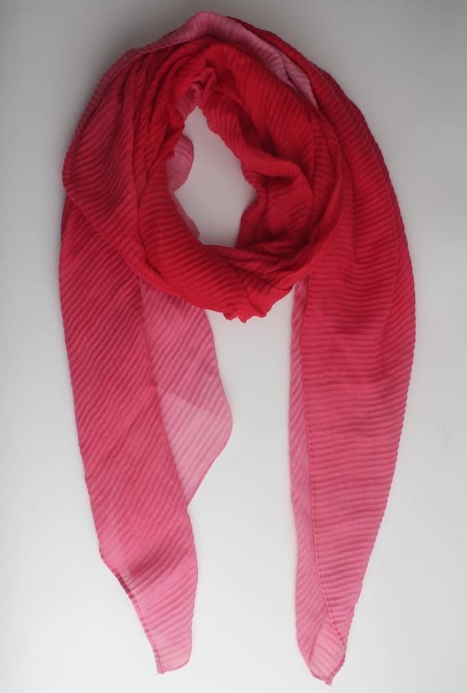 Jules sjaal- Lang - Katoen- Dames- Crêpe- Gekreukeld- Overloop kleur- Effen- Rood roze