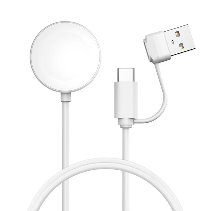 imoshion Draadloze Oplader - Geschikt voor de Apple Watch - 2-in-1 USB-A & USB-C - 1 meter
