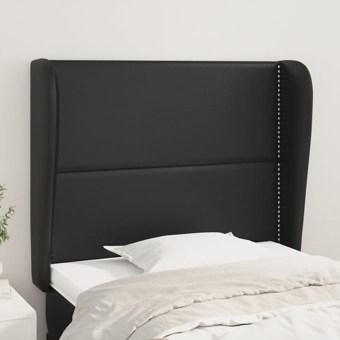 vidaXL - Hoofdbord - met - randen - 93x23x118/128 - cm - kunstleer - zwart