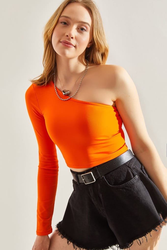 Asymmetrische Kraag Crop Blouse
