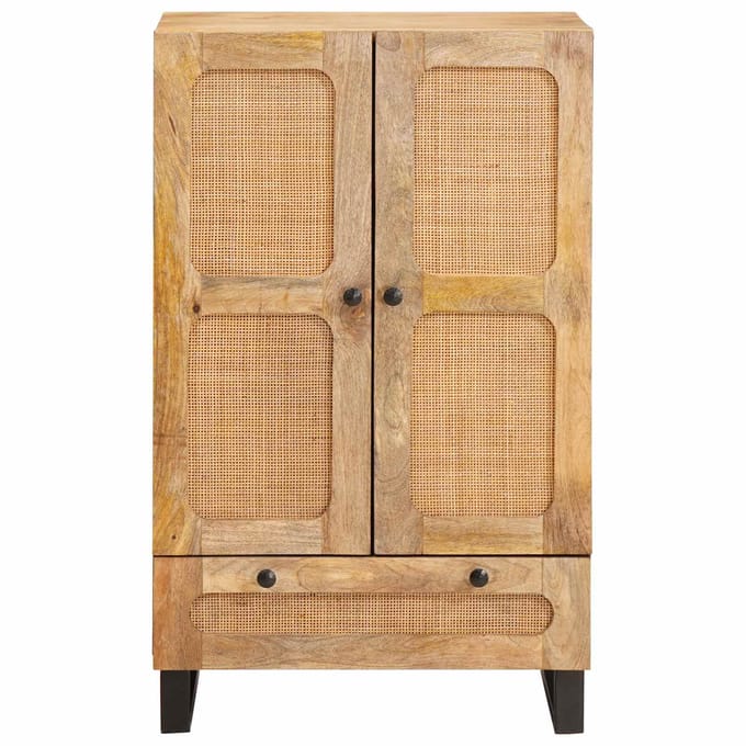 vidaXL - Highboard - met - lade - Bruin - 40 - x - 33 - x - 110 - cm - Massief - Mango - Hout