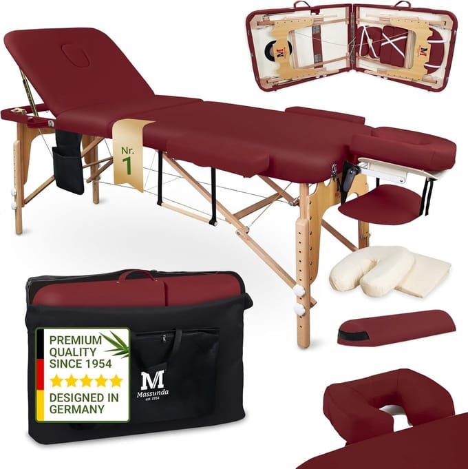 Professionele inklapbare massagetafel - Mobiel met verstelbare hoogte en ergonomische ondersteuning