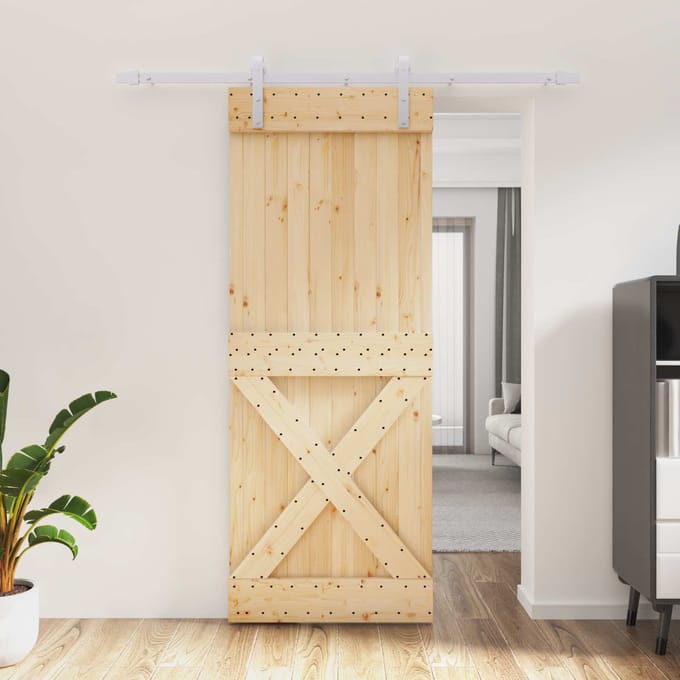 vidaXL - Schuifdeur - 80 - x - 210 - cm - Massief - Pine - Hout - (Onbehandeld)