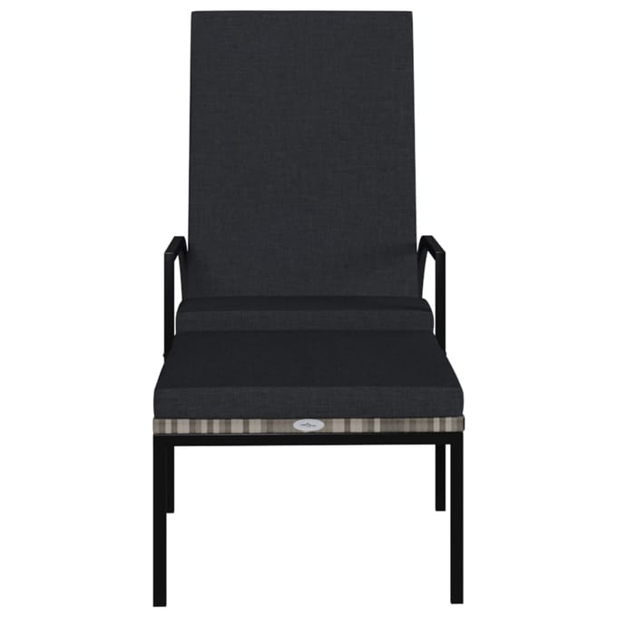 vidaXL - Ligbed - met - voetensteun - polyetheen - rattan - grijs