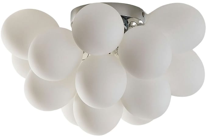 Kosilum - Bartali - Plafondlamp - Wit/Zilver - Metaal en glas