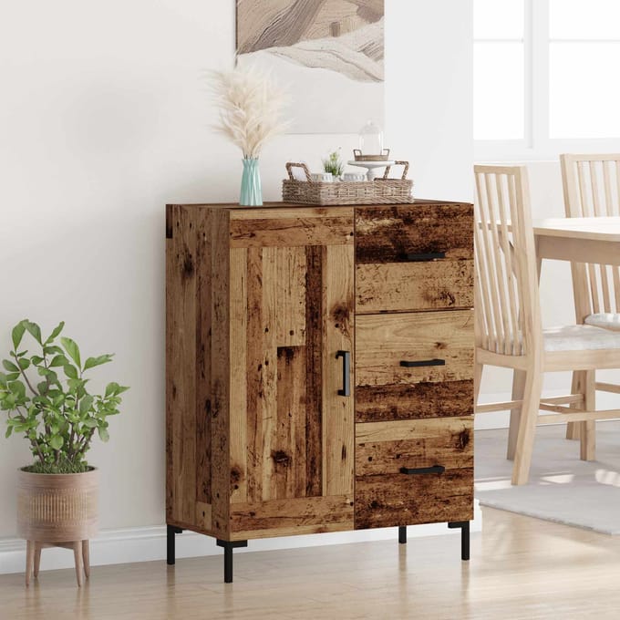 vidaXL - Dressoir - Oud - hout - 69.5 - x - 34 - x - 90 - cm - Bewerkt - hout