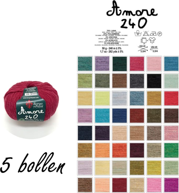 Borgo de Pazzi - Amore 240 - Bodreaux rood 115 - set van 5 bollen x 50 gram