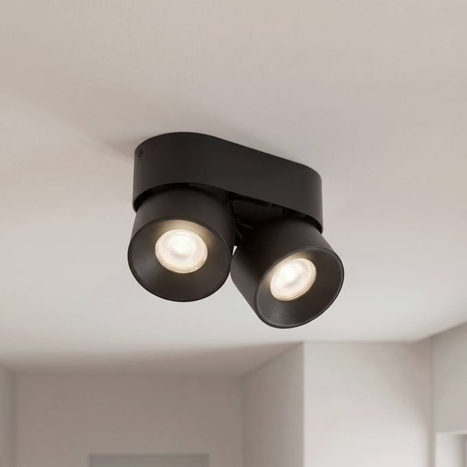 PRIOS - downlight - 2lichts - IJzer - H: 15.2 cm - GU10 - zwart