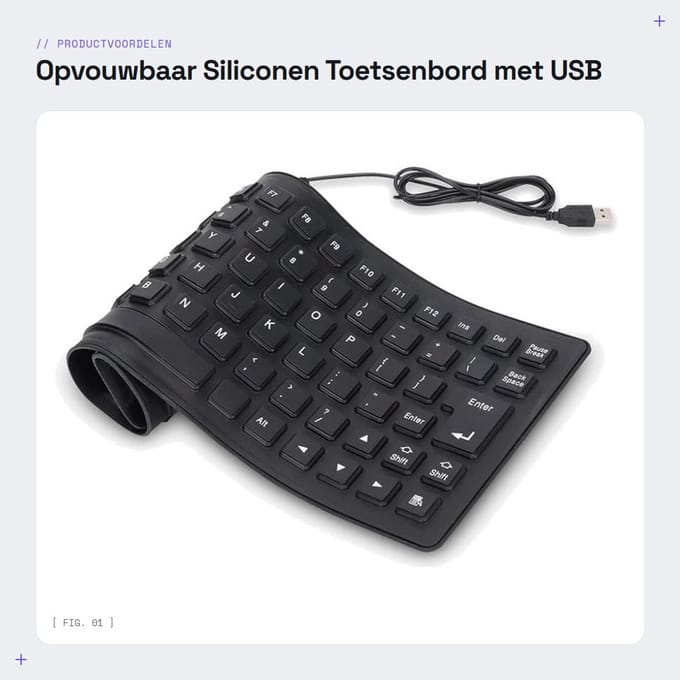 Dailygoods - Opvouwbaar Siliconen Toetsenbord met USB Aansluiting