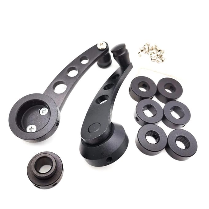 Poignées de manivelle universelles en aluminium chromé noir pour voiture SUV, fenêtre/porte/enrouleur, 2 pièces black