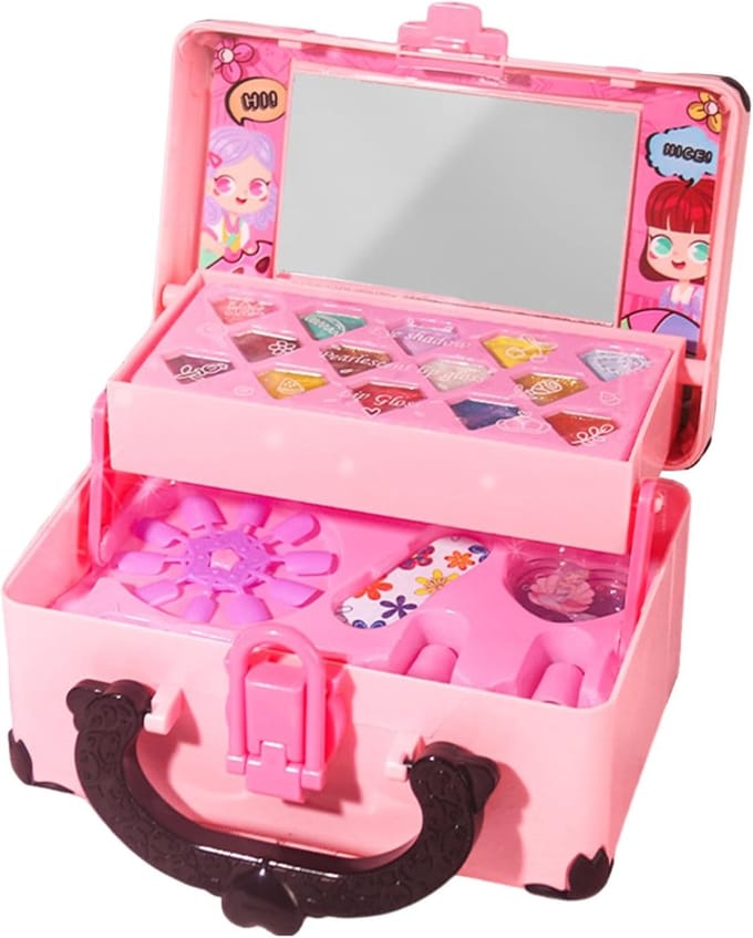 Kindermake-up set - Nep make-up - Doe-als-of spel - Veilig en afwasbaar - 17x14x9.6cm - Multicolor