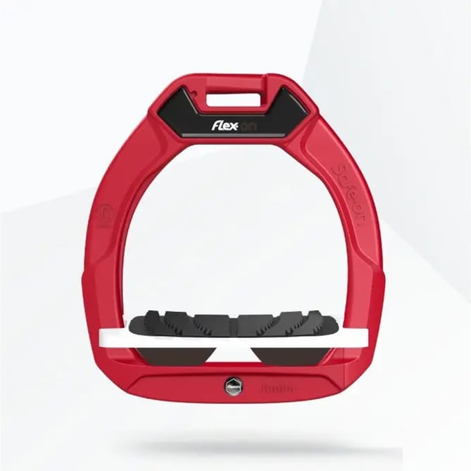Veiligheidsstijgbeugels voor paardrijden Incliné Grip Rood/Wit/Bruin kind Flex-On Safe-On