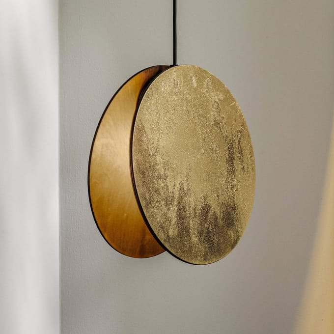 Nowodvorski Lighting Hanglamp Wheel van fineerhout, goud