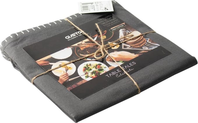 4 stuks Gusta Tafelloper Grijs - 100% Katoen - 40 x 140 cm