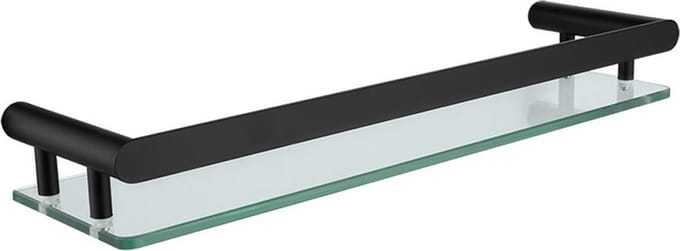 VDN Stainless Planchet - Planchet badkamer - Wandplank - Zwart - Glas - RVS - Hangend