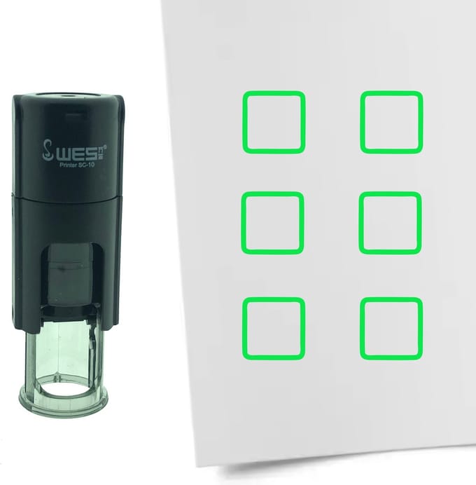 CombiCraft Stempel Lege checkbox of Vierkant 10mm rond - groene inkt