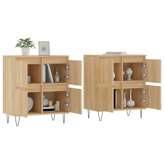 vidaXL - Dressoirs - 2 - st - bewerkt - hout - sonoma - eikenkleurig