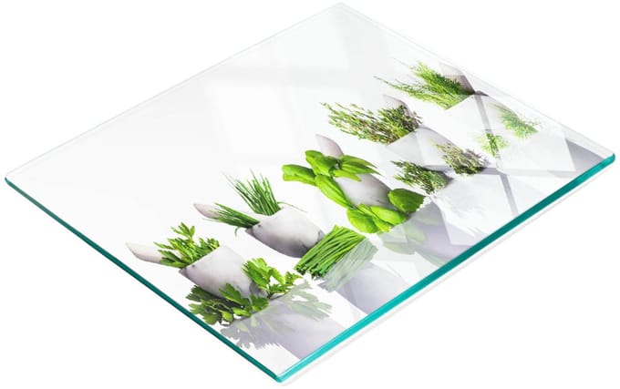 Multifunctionele decoratieve kruidenplank van gehard glas voor in de keuken, 60x52 cm