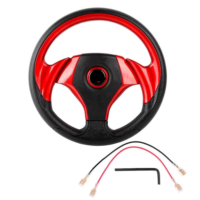 Volant Sport Racing Drift Universel en Cuir PU 13 pouces 320mm Rouge red