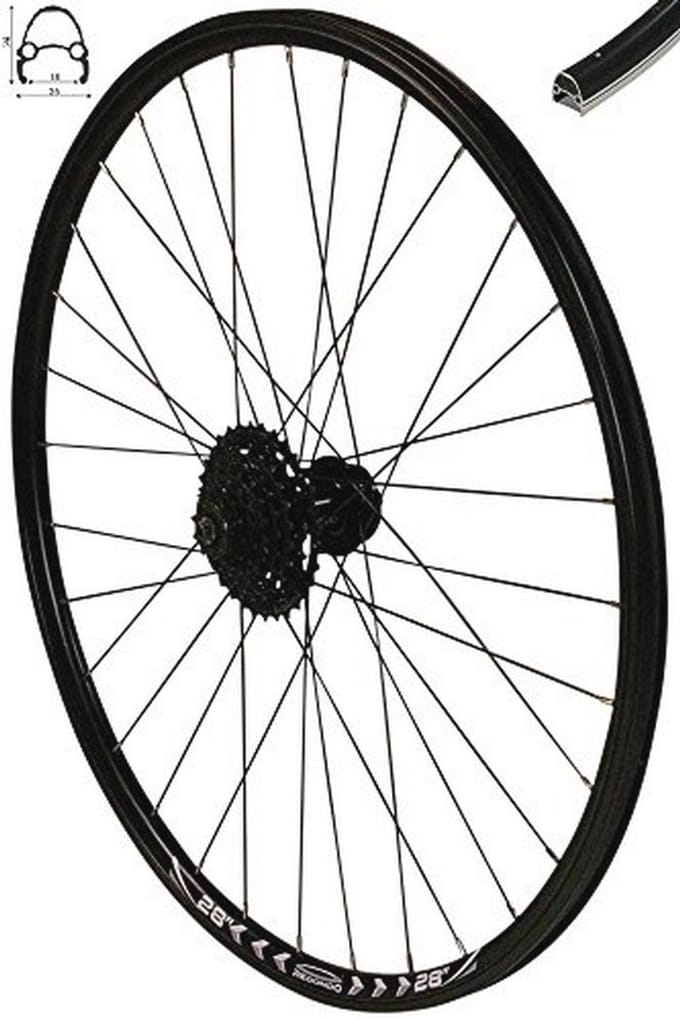 28 inch achterwiel velg zwart schijfrem + 9-voudige cassette