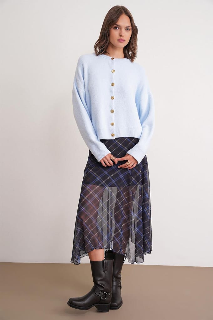 Geknoopte Ribgebreide Cardigan