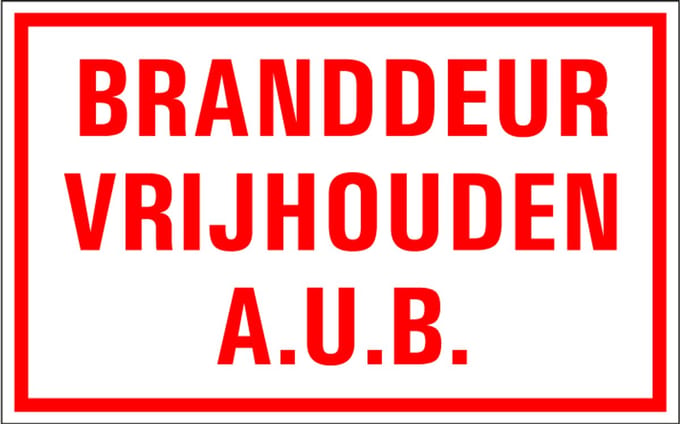 Branddeur vrijhouden A.U.B. tekstbord - kunststof 320 x 200 mm
