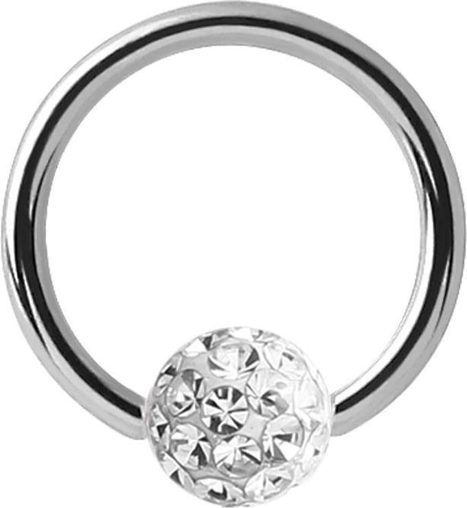 Lucardi Dames Helixpiercing ring met kristal - Piercing - Cadeau - Staal - Zilverkleurig