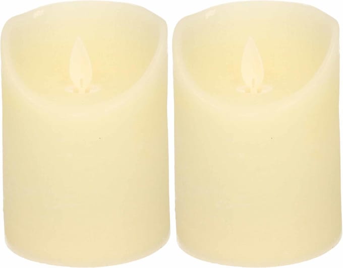 Anna's Collection Stompkaars - 2x - LED - ivoor wit - H10 cm - bewegende vlam - kaars