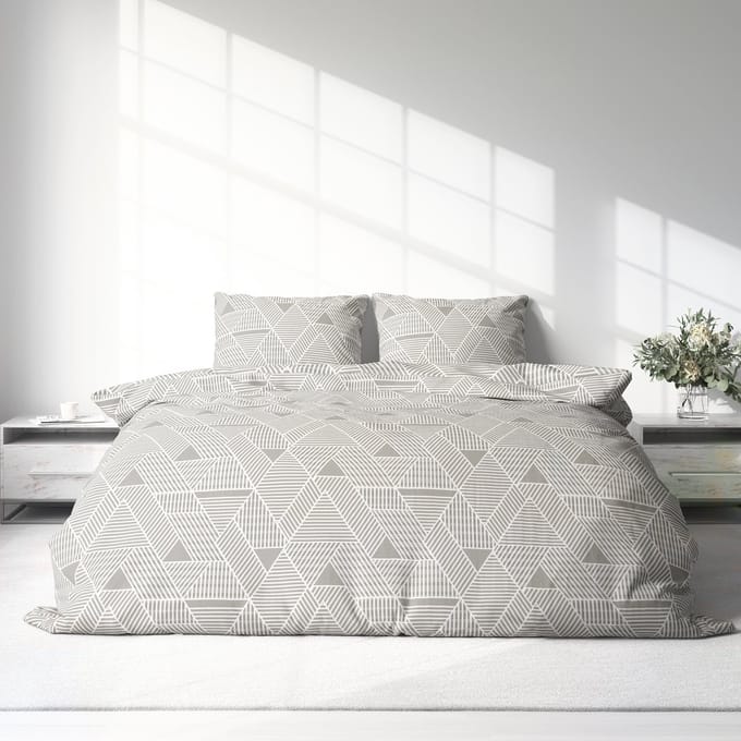 Dekbedovertrek 100% Katoen Premium - 240 x 220cm - Triangle GreySand