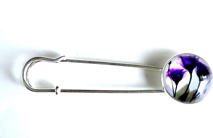 2 Love it Bloem Purple - Sjaalspeld - Vestsluiting - Lengte 8 cm