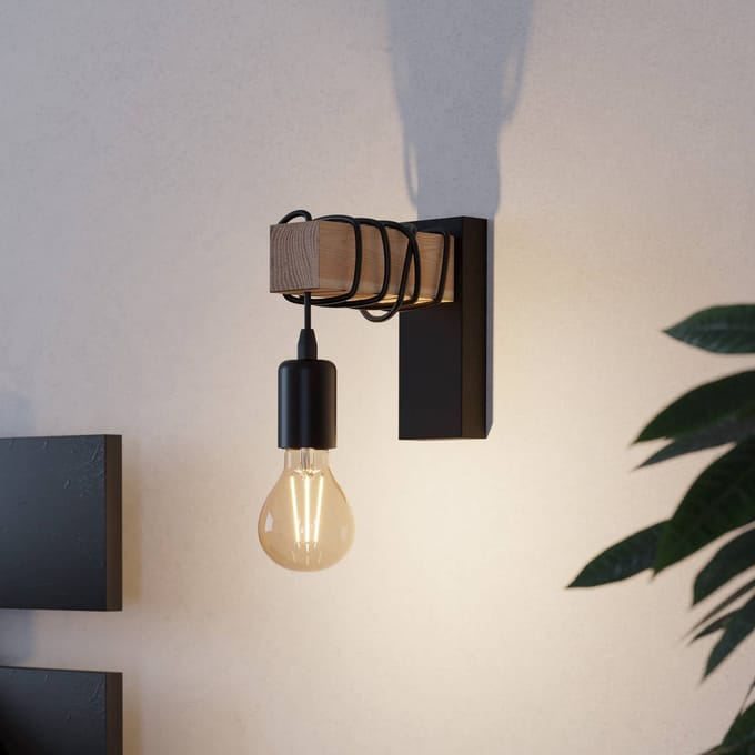 EGLO Wandlamp Townshend met houten element