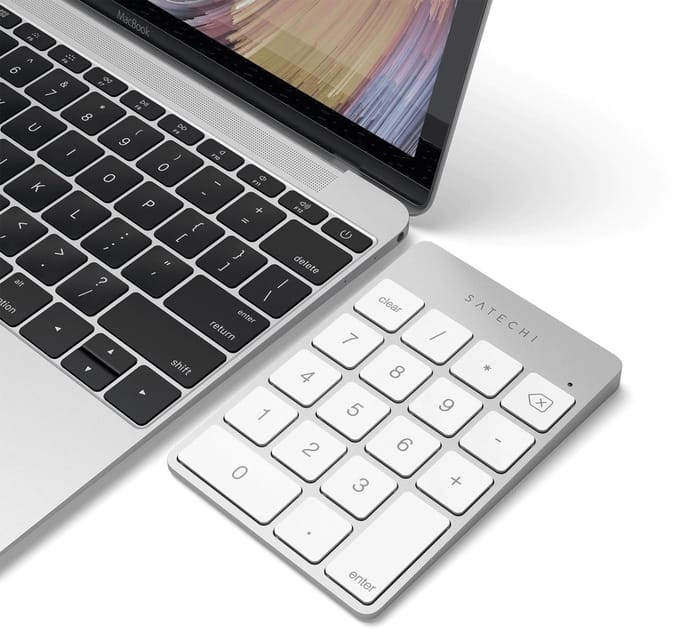 Satechi Slim Draadloos Numeriek Toetsenbord – Geschikt voor Mac en Windows Bluetooth – Oplaadbaar via microUSB – Compact ontwerp - Grijs