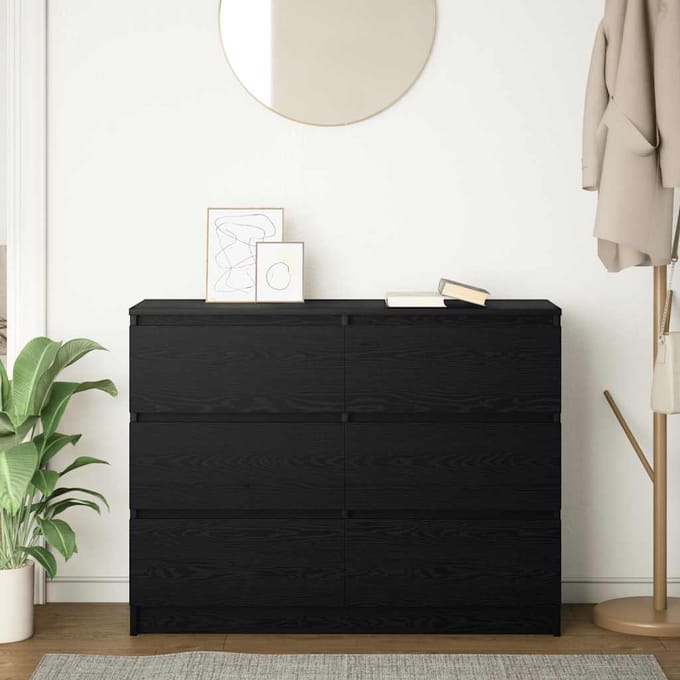 vidaXL - Dressoir - 100x35x76 - cm - spaanplaat - zwart - eikenkleurig