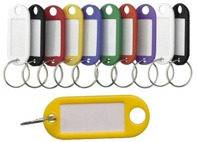 Gekleurde sleutellabels / sleutelhangers - 100 delig