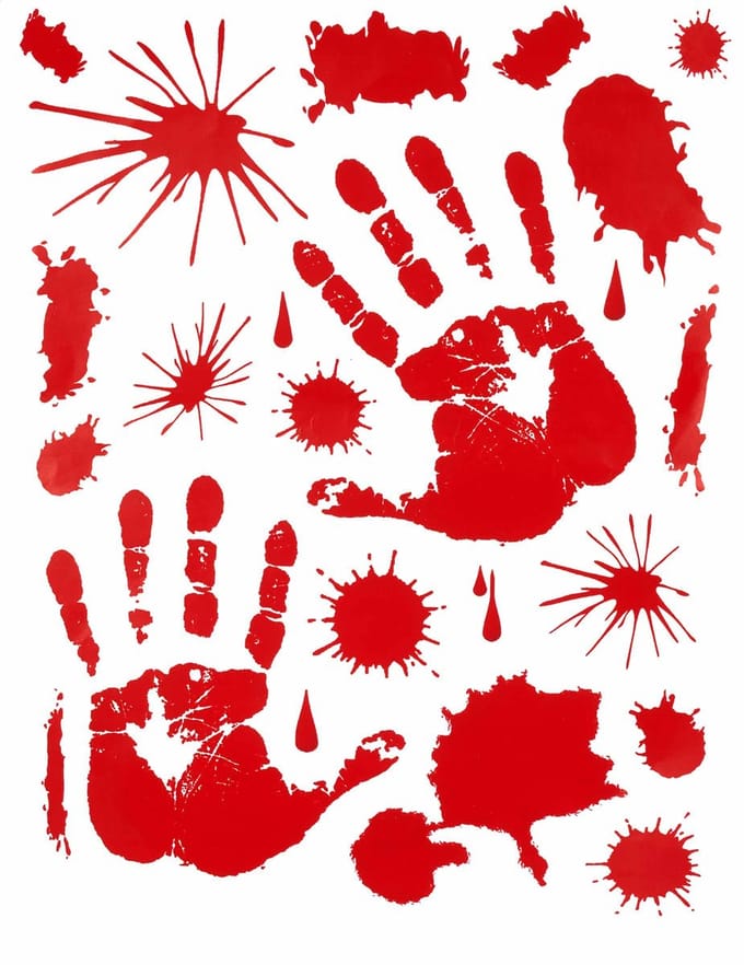 Vegaoo - Bebloede handafdrukken stickers Halloween