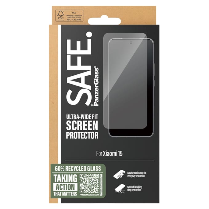 SAFE by PanzerGlass Ultra-Wide Fit Screenprotector incl. applicator voor de Xiaomi 15
