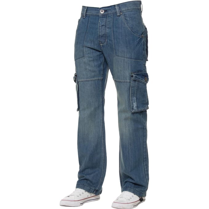 Kruze heren Cargo Combat Jeans - Blauw